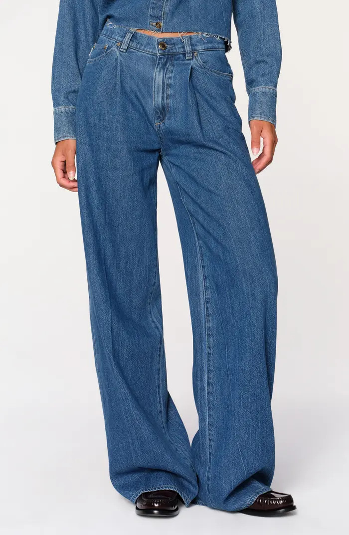 Isabel Pleated Mid Rise Wide Leg Jeans | Nordstrom