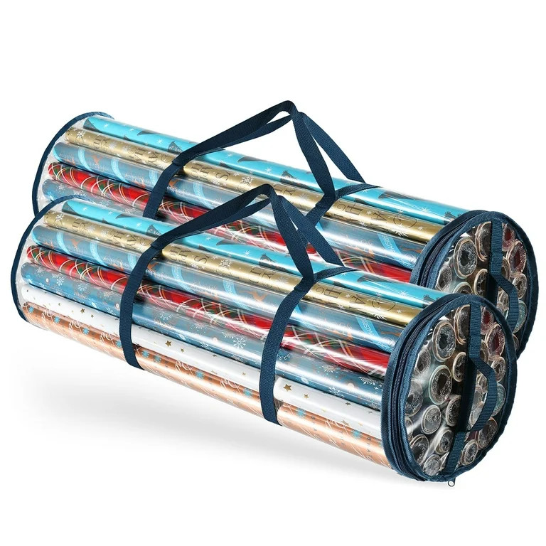 Hearth & Harbor Set of 2 Christmas Wrapping Paper Storage Bag Fits 14-20 Rolls Upto 40 inches Lon... | Walmart (US)