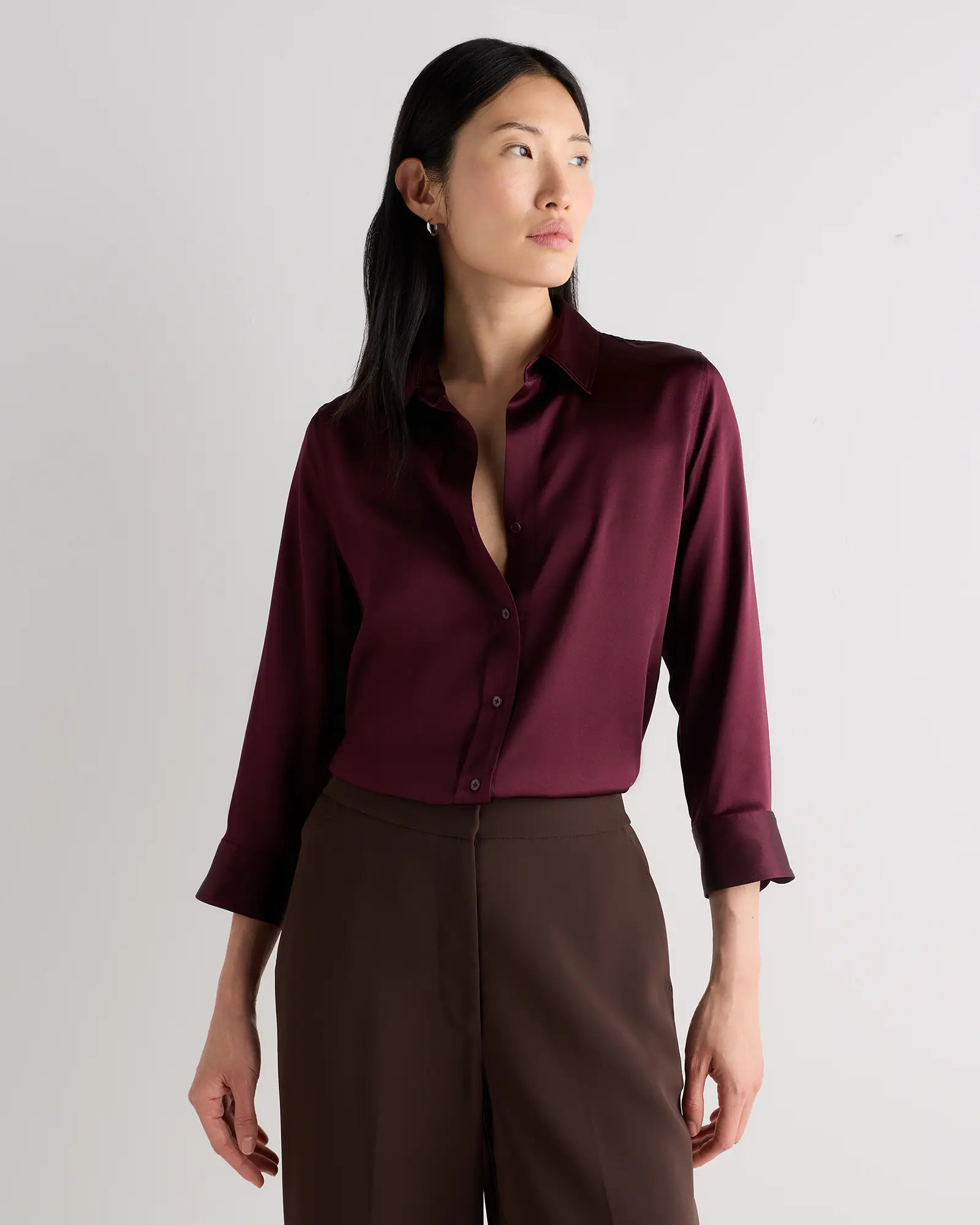 100% Washable Silk Three-Quarter Sleeve Shirt | Quince