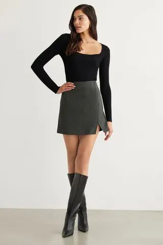 Mini Skirt With Slit | Dynamite Clothing