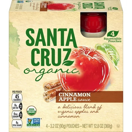 Santa Cruz Organic Cinnamon Apple Sauce Pouches, 3.2 oz, 4 count | Walmart (US)