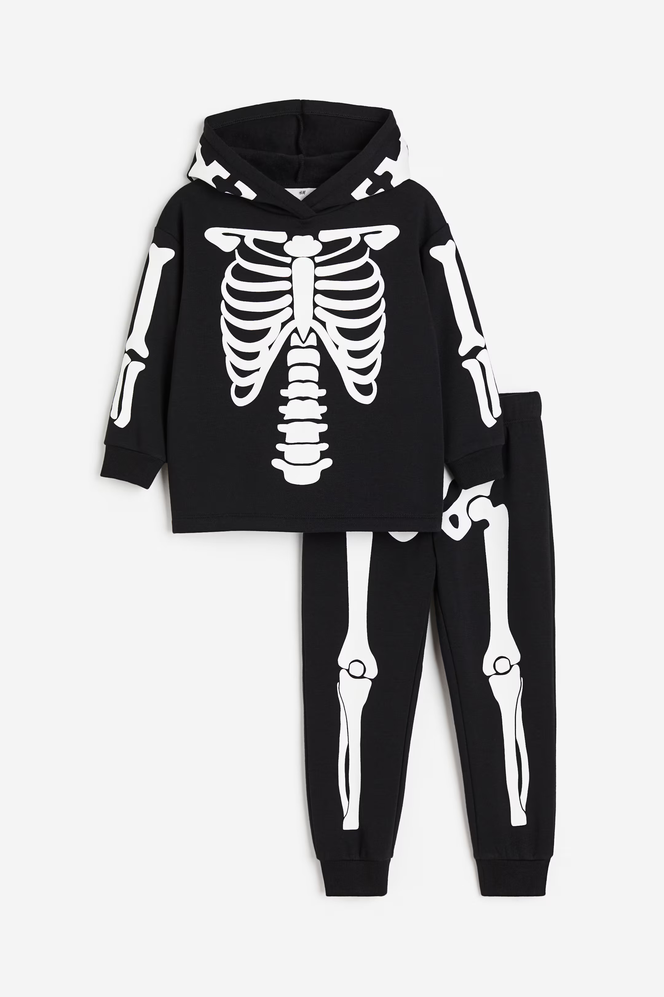 2-piece Printed Sweatsuit - Regular waist - Long sleeve - Black/skeleton - Kids | H&M US | H&M (US + CA)