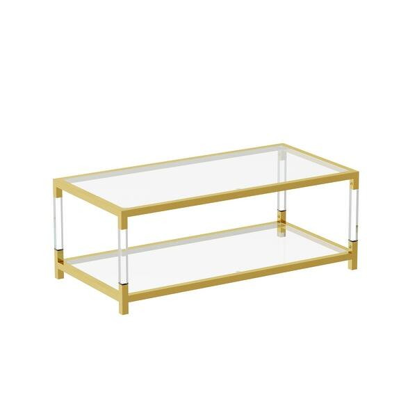 gold metal frame with acrylic leg coffee table - Bed Bath & Beyond - 43185520 | Bed Bath & Beyond