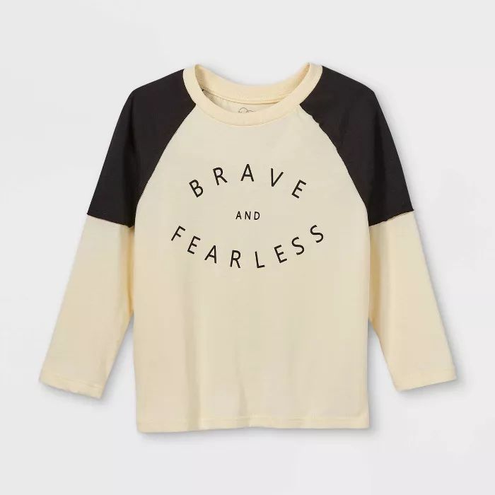 Toddler Boys' 'Brave & Fearless' Long Sleeve T-Shirt - art class™ Cream | Target