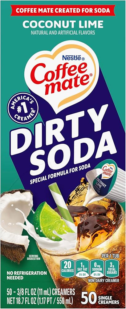 Nestle Coffee mate Liquid Coffee Creamer Singles, Dirty Soda Coconut Lime, 50 Ct Box | Amazon (US)
