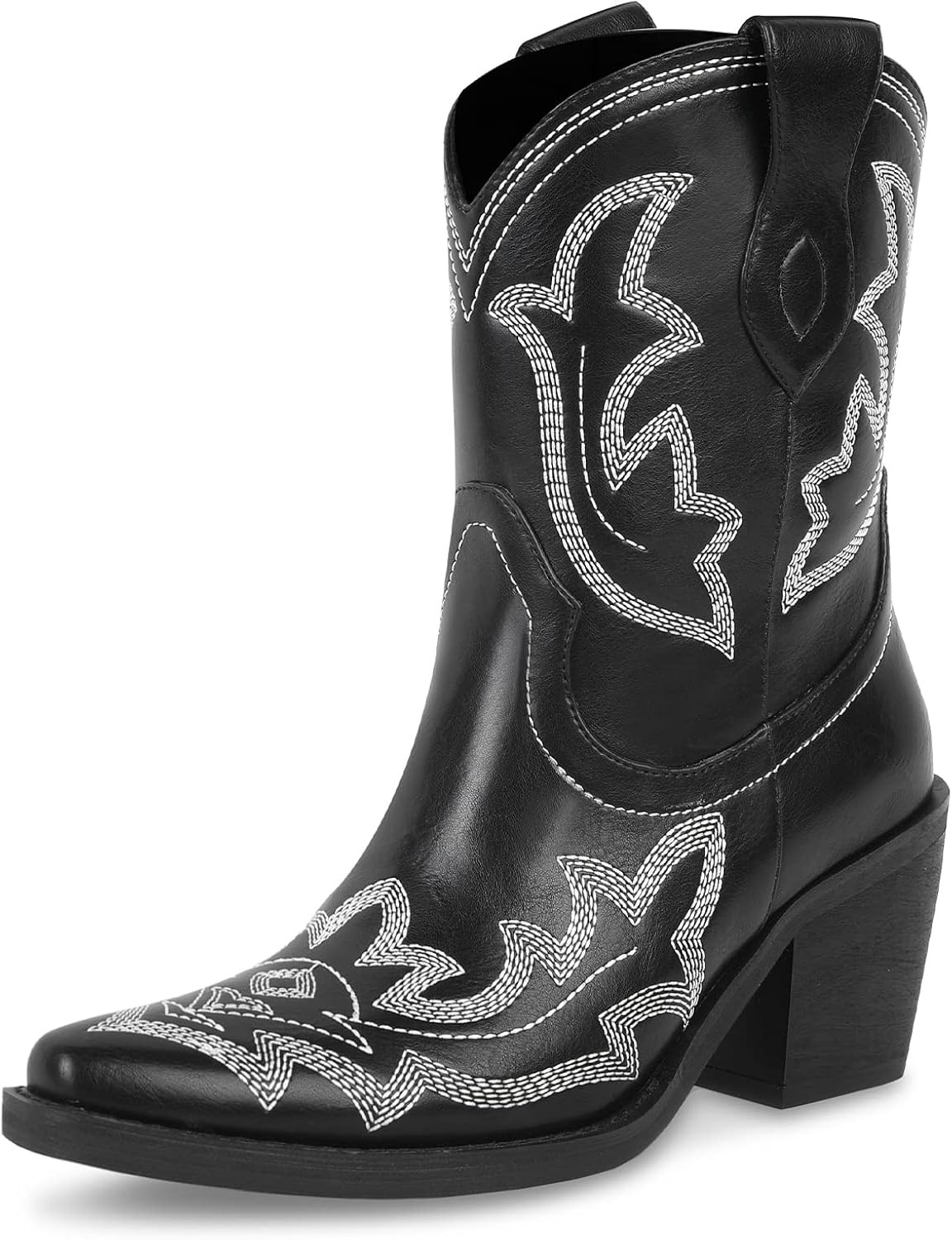 wetkiss Cowgirl Cowboy Western Boots for Women, with Block Heel, Pull-On Tabs and Classic Embroid... | Amazon (US)