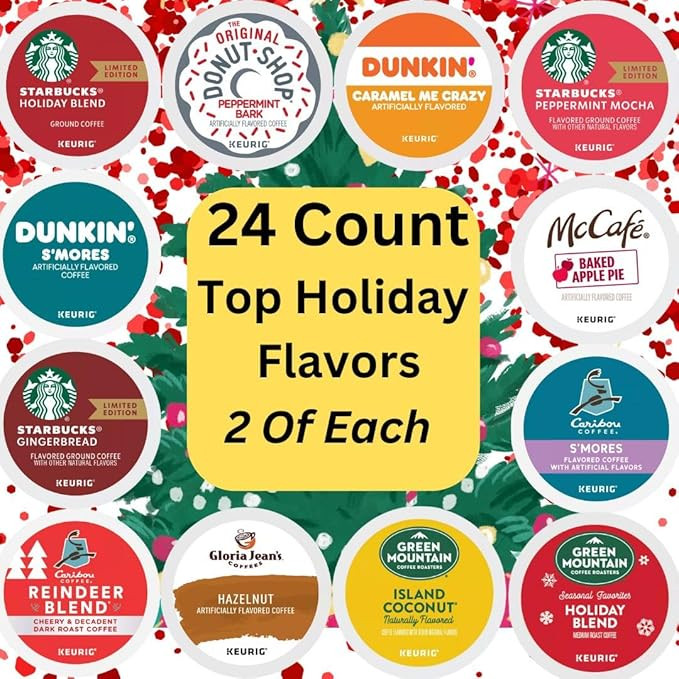 Top Holiday Blends K-cups Sampler, Includes Gingerbread, Peppermint Mocha, Holiday Blend, Smores,... | Amazon (US)