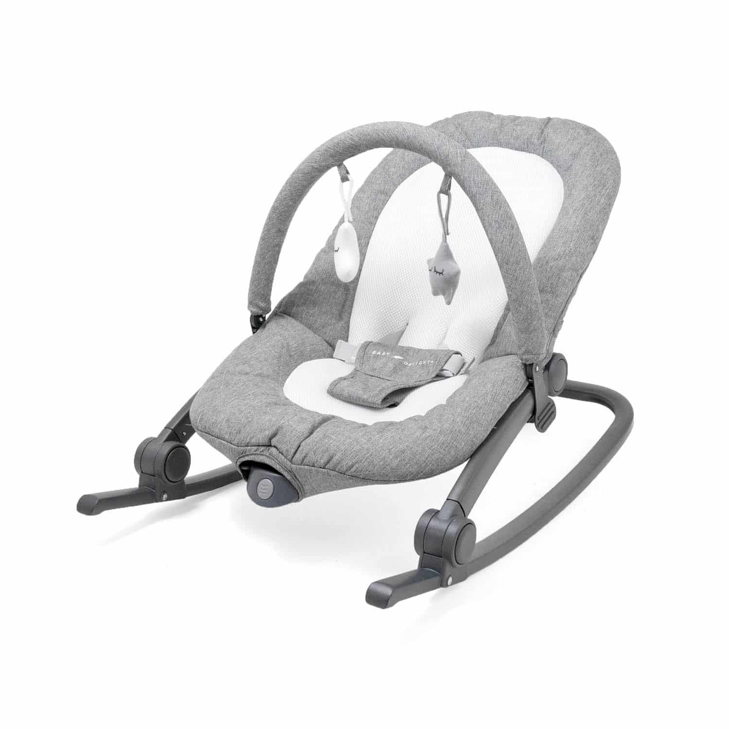 Aura Deluxe Portable Rocker & Bouncer - Quilted Charcoal Tweed - Baby Delight, Inc | Baby Delight