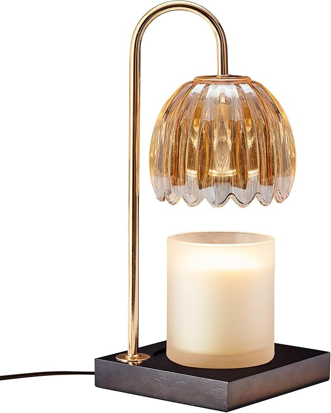 Mikasa Ornate Amber Glass Shade Electric Candle Warmer Lamp for Scented Candles, Dimmable Wax War... | Amazon (US)