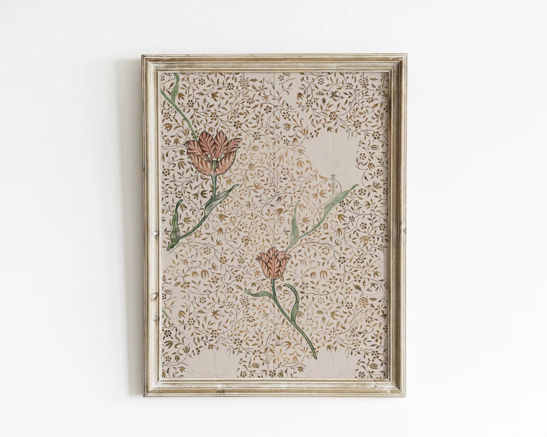 Rustic floral print, vintage floral artwork, antique flower wall art print, vintage bathroom deco... | Etsy (US)