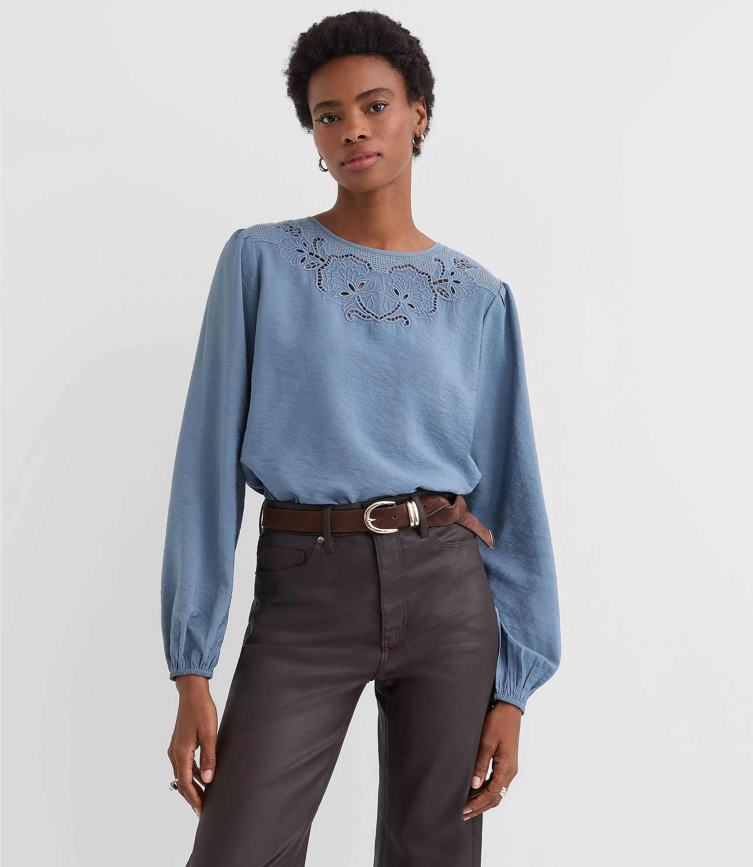 Floral Embroidered Blouse | LOFT