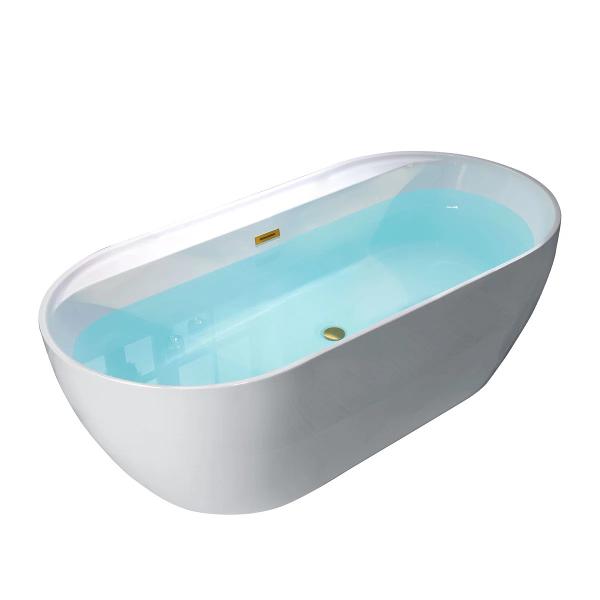 72'' x 35.375'' Freestanding Acrylic Double Ended Bathtub with Wide Rim,  - Available in Glossy W... | Wayfair North America