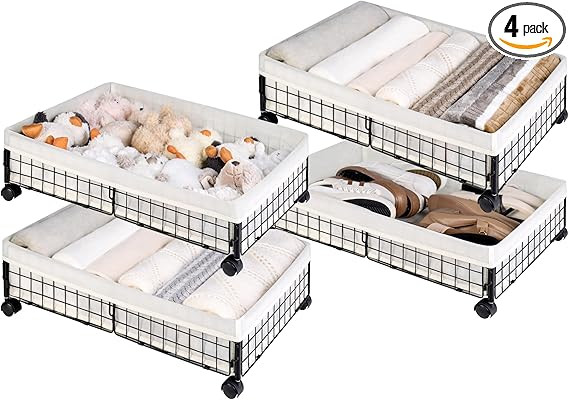 StorageWorks Under Bed Storage with Wheels, Rolling Underbed Storage, Metal Underbed Storage Cont... | Amazon (US)