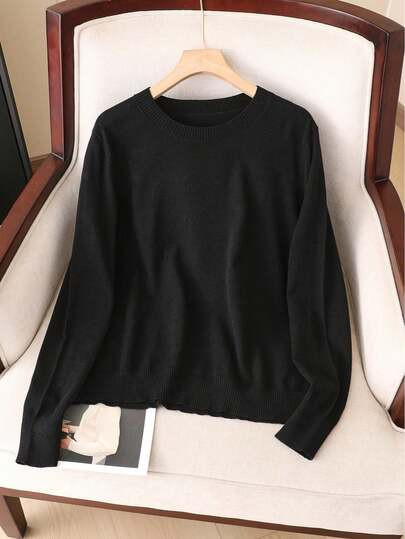 GIGOGOU Plus Size 1XL-4XL Women's Basic Warm Knitted Sweater Top, Long Sleeve, Autumn/Winter ... | SHEIN