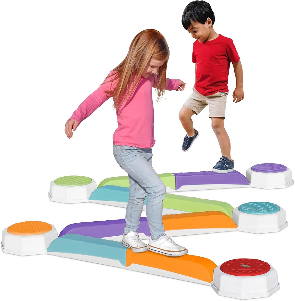 Balance Beam and Toddler Stepping Stones 13 Pieces, Non-Slip Plastic Balance Stackable Stepping S... | Amazon (US)