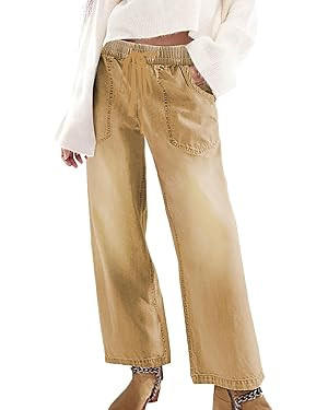 SESERAGI Womens Barrel Stretch Jeans Distressed Drawstring Wide Leg Loose Pull On Denim Jeans Pan... | Amazon (US)
