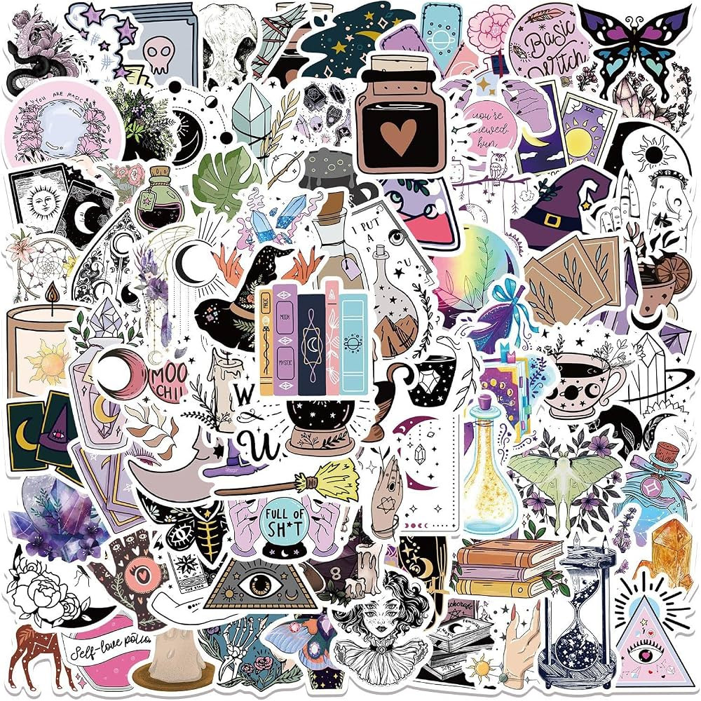 100pcs Boho Stickers, Cool Witchy Potion Stickers Packs, Vinyl Waterproof Aesthetic Apothecary Bo... | Amazon (CA)