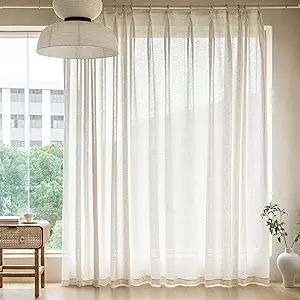 Faux Linen Extra Wide Pinch Pleated Curtains 96 inches Long for Sliding Glass Door, Light Filteri... | Amazon (US)
