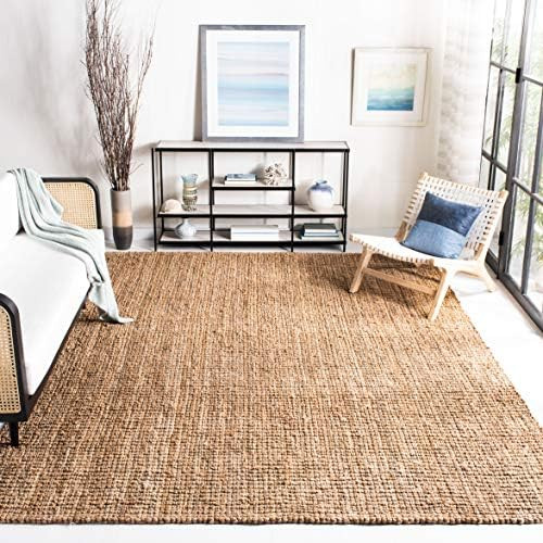 SAFAVIEH Area Rug 9x12 - Natural Fiber Collection - Large - Natural Brown, Handmade Jute, Farmhou... | Amazon (US)