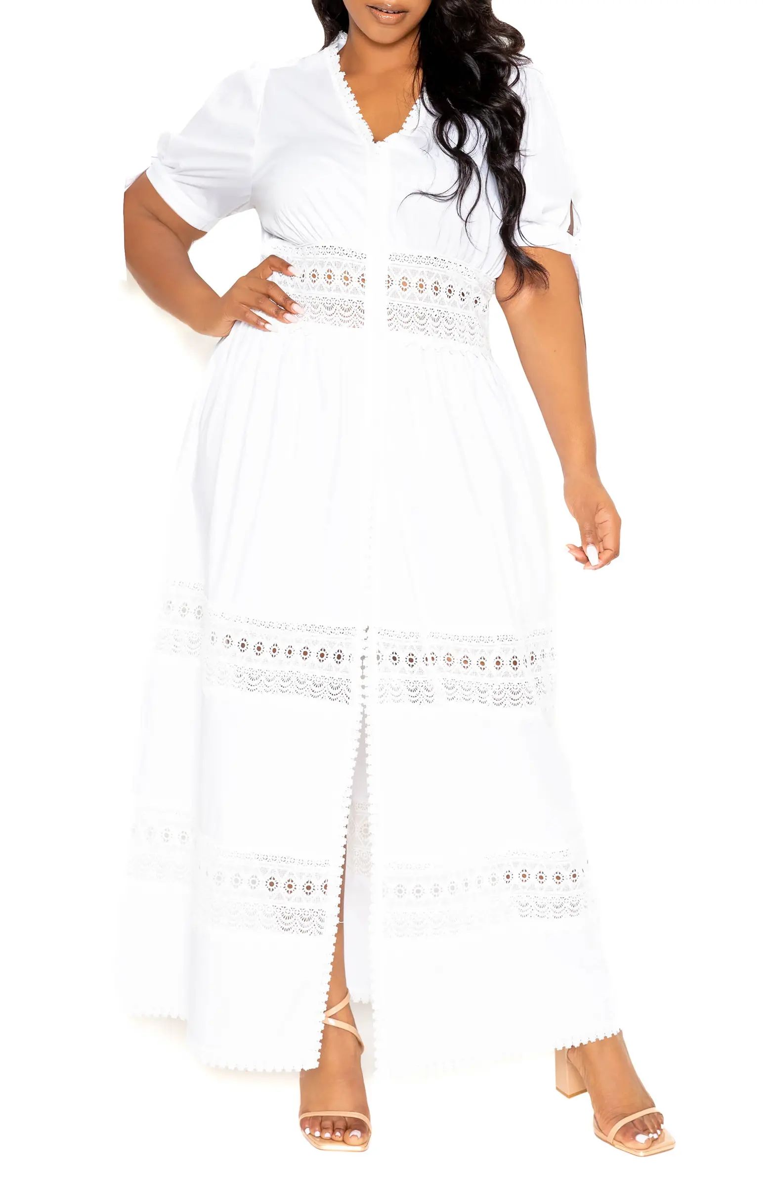 Eyelet Embroidered Puff Sleeve Maxi Dress | Nordstrom