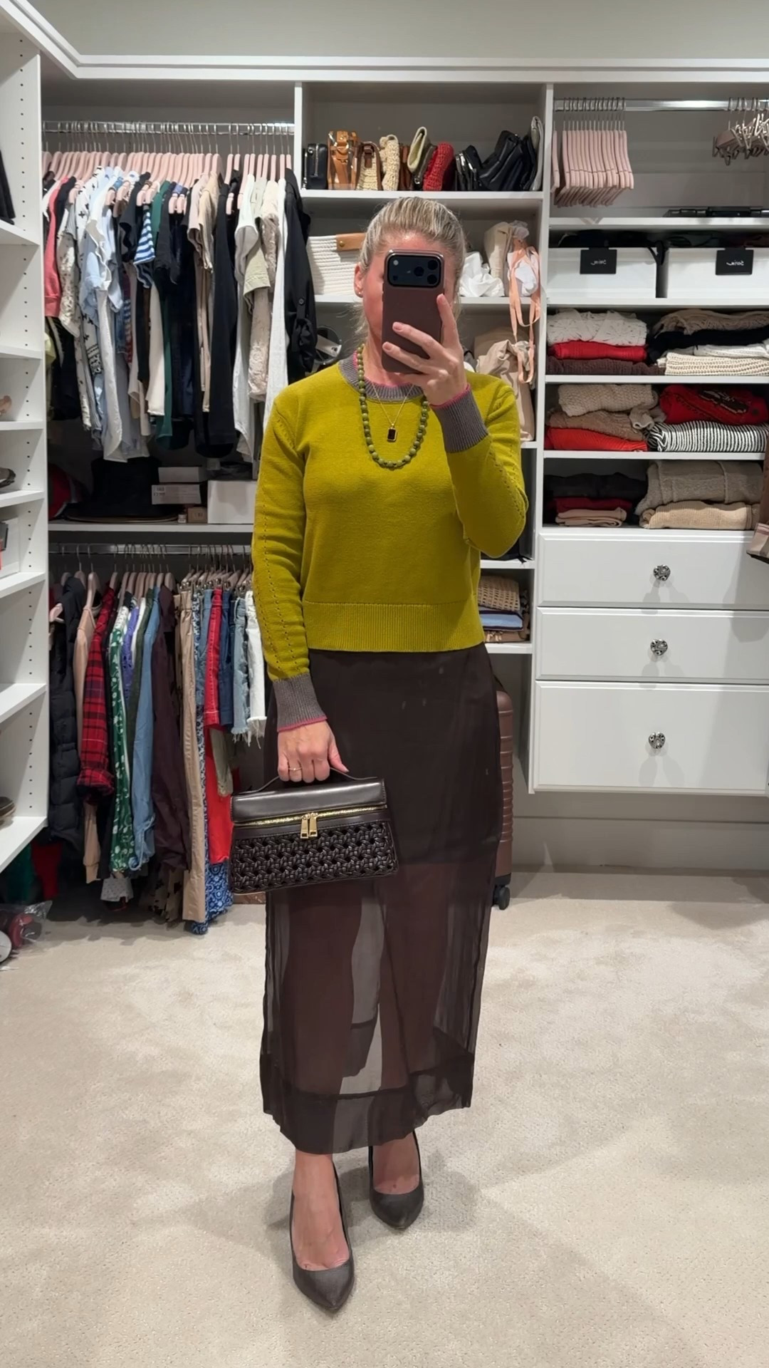Elevated holiday outfit with rich espresso tones and texture. This espresso skirt and heels paired with a vibrant chartreuse sweater feels festive but still wearable for dinner parties, holiday events, or date night.

Styling tip: For colder weather, I love wearing Noosh tights underneath for warmth while keeping the sheer look. They are a winter must have.

#LTKSeasonal #LTKHoliday #LTKGiftGuide