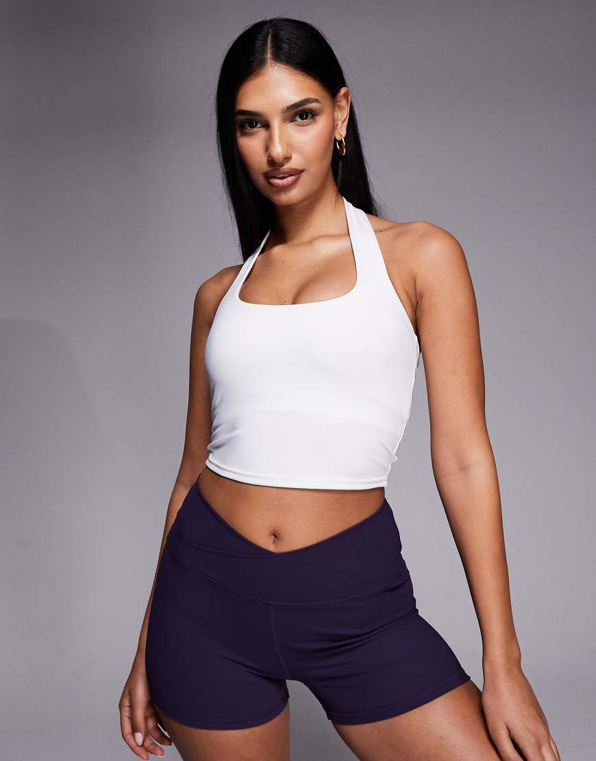 4505 active halter neck performance vest with inner bra in white | ASOS (Global)