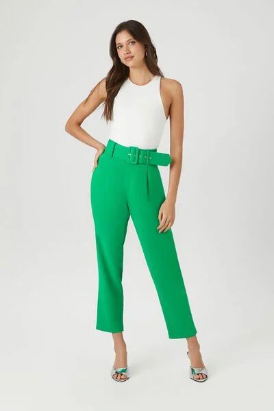 Belted Straight-Leg Ankle Pants | Forever 21 | Forever 21 (US)