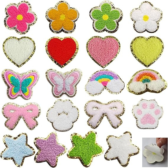 20 PCS Stick On Patches for Backpack Clothing, Self-Adhesive Colorful Chenille Decorative Patches... | Amazon (US)