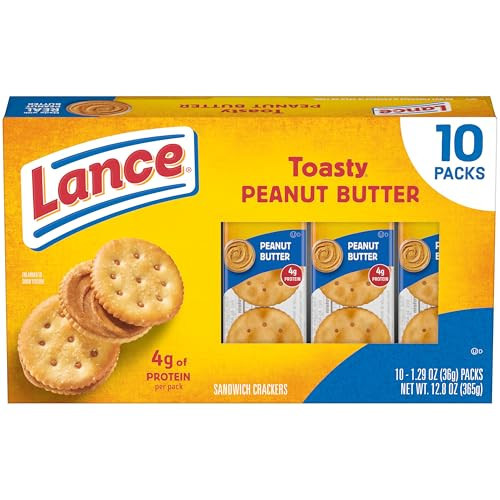 Lance Sandwich Crackers, Toasty Peanut Butter, 10 Individually Wrapped Packs, 6 Sandwiches Each | Amazon (US)