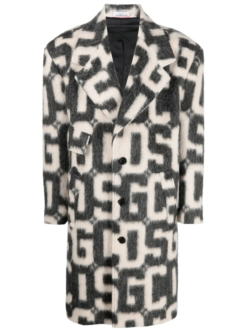 Gcds monogram-print single-breasted Coat - Farfetch | Farfetch Global