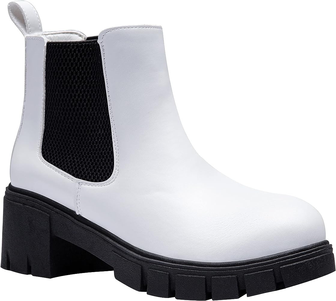 Vepose Women's 936 Lug Sole Platform Chelsea Ankle Boots Combat Fall Booties | Amazon (US)