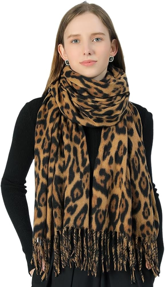 Belsen Classic Leopard Print Scarf Winter Warm Animal Soft Cashmere Blanket Scarf Wrap Shawl | Amazon (US)