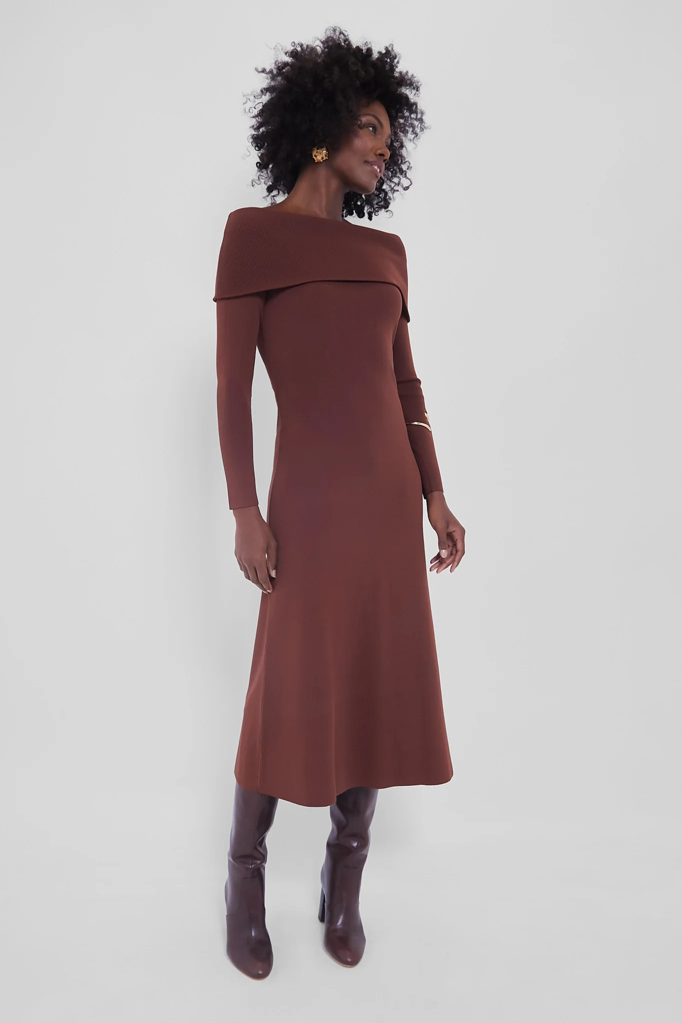 Mocha Knit Off-The-Shoulder Adrianna Dress | Tuckernuck (US)