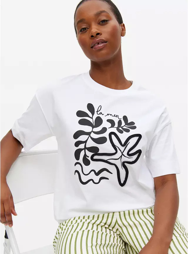 Abstract Sea Graphic Oversized T-Shirt XL | Tu Clothing