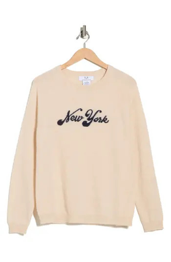 Magaschoni New York Cashmere Sweater in Creamy Heather/navy at Nordstrom Rack, Size X-Large | Nordstrom Rack