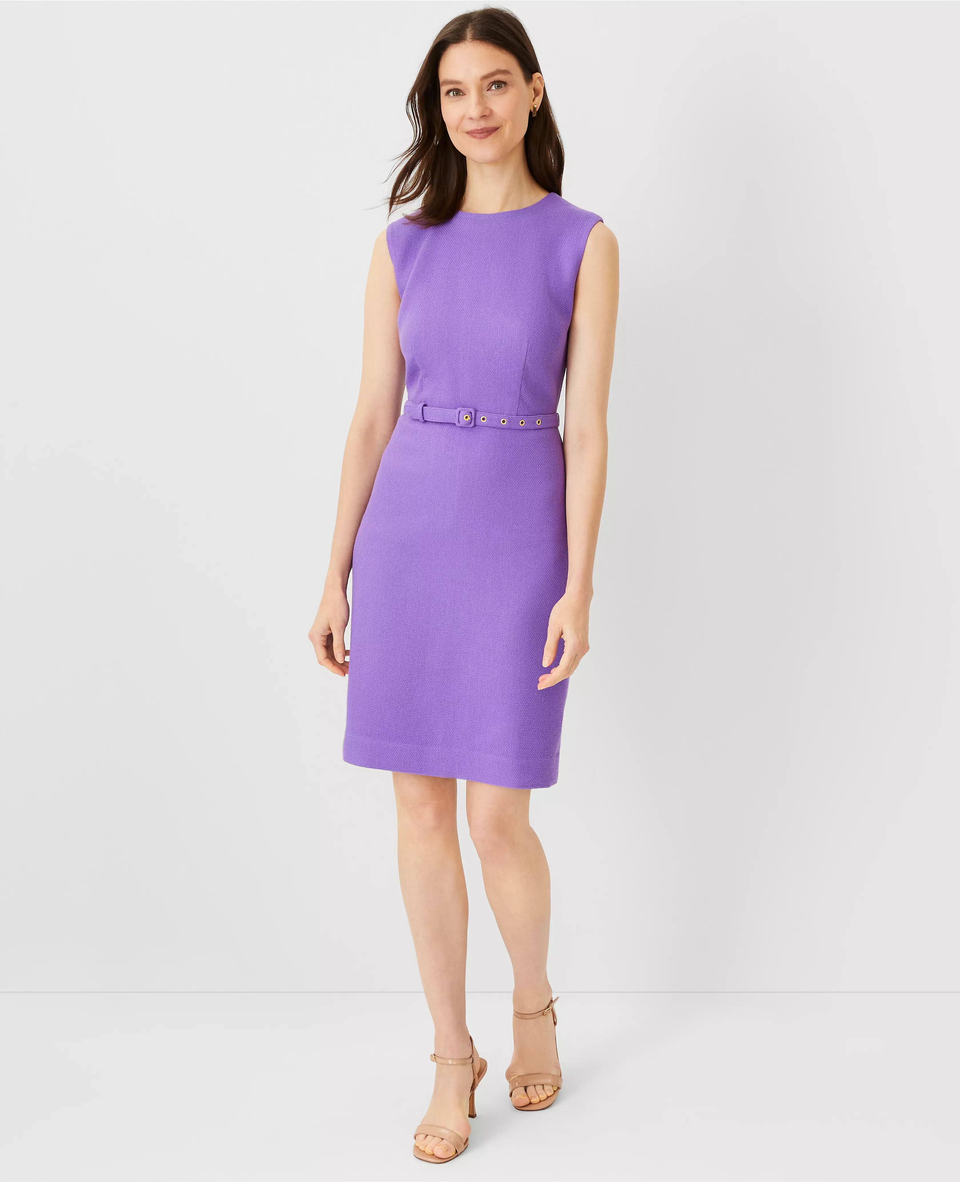 Petite Pique Belted Sheath Dress | Ann Taylor (US)