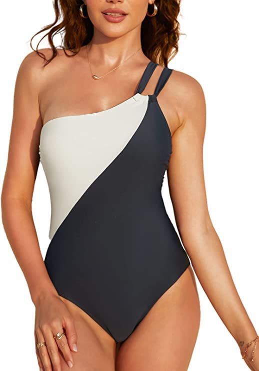 CUPSHE Swimsuit One Piece Swimsuit Women Color Block One Shoulder Backless Bathing Suit | Amazon (US)