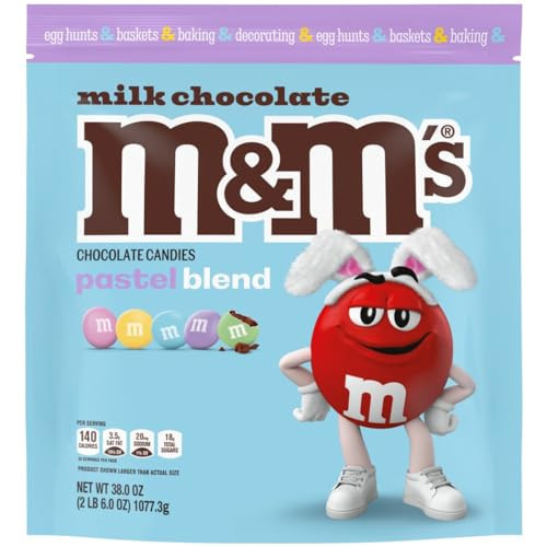 M&M'S Milk Chocolate Easter Candy, Pastel Blend, Chocolate Easter Basket Stuffers, Fill Eggs, 38 Ounce Bag | Amazon (US)