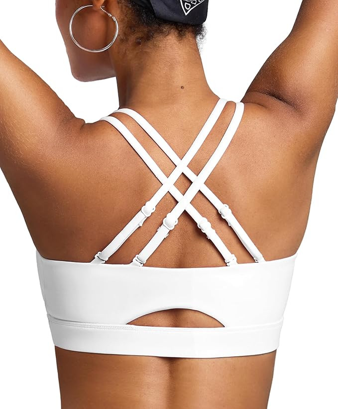 BRXL Sports Bra with Sewn in Pads Light Impact Adjustable Strappy Padded Push Up Sports Bra Criss... | Amazon (US)