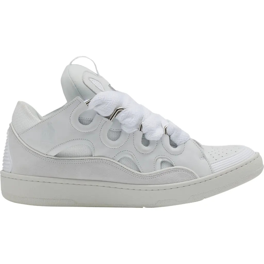 Lanvin Curb Leather Sneakers in White at Nordstrom, Size 41N Eu | Nordstrom