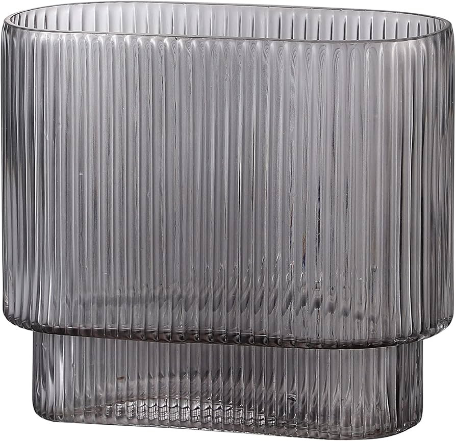 YANWE1 Ribbed Vase, Black Glass Vase, Flower Vase for Centerpieces, Modern Vase, Fluted Glass Vas... | Amazon (US)
