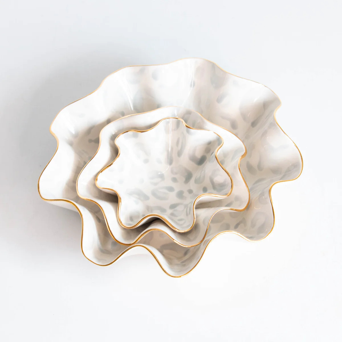 Small Light Grey Leopard Abstract Wavy Bowls | Susan Gordon Pottery