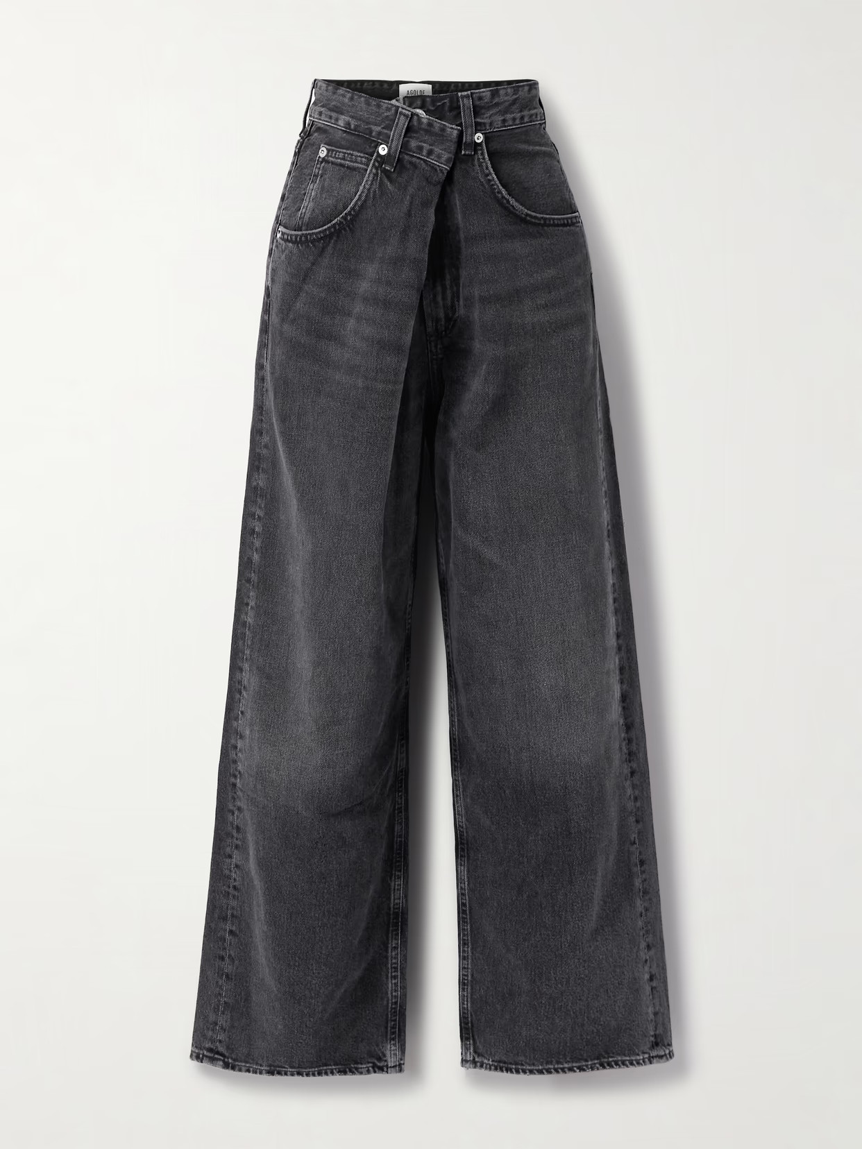 AGOLDE - Vana Draped Low-rise Wide-leg Jeans - Black | NET-A-PORTER (US)