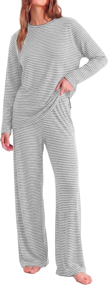 PRETTYGARDEN Womens Striped Lounge Set Fall Winter 2 Piece Sets | Amazon (US)