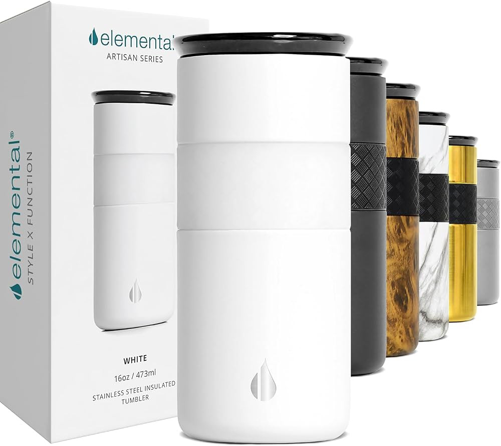 Elemental Artisan Insulated Tumbler, Triple Wall Coffee Travel Tumbler, Reusable Stainless Steel ... | Amazon (US)