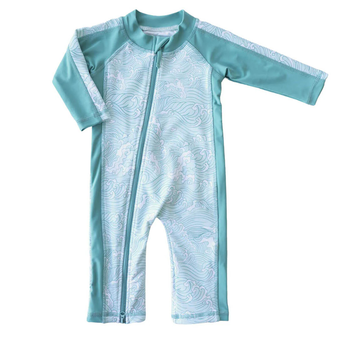 Long Sleeve Rash Guard Swim Romper Full Length | Makin' Waves | Caden Lane