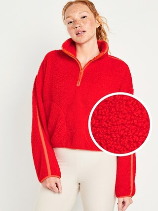 Cropped Sherpa 1/4-Zip Pullover for Women | Old Navy (US)