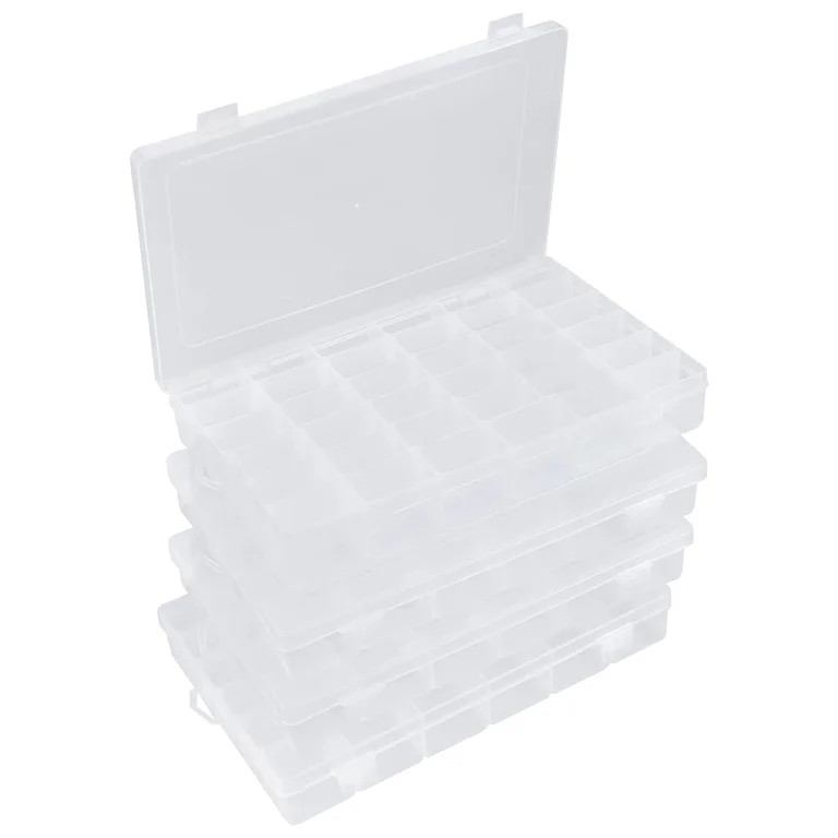 Beoccudo 4-Pack Bead Organizer Box with 36 Grids, Clear Plastic Craft Storage Case and Tackle Box... | Walmart (US)