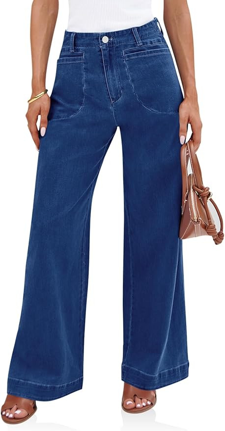 Cicy Bell Womens Wide Leg Jeans High Waisted Stretchy Baggy Loose Denim Casual Pants with Pockets | Amazon (US)