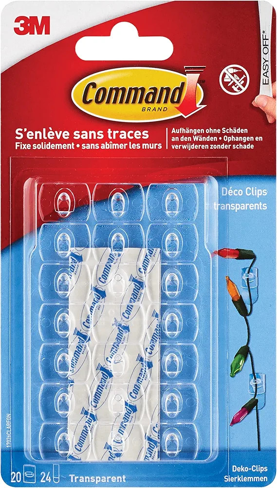 Command 17026CLR Decorative Clip (Removable, Plastic, Size XS) 20 Clips incl. 24 Strips Transpare... | Amazon (US)